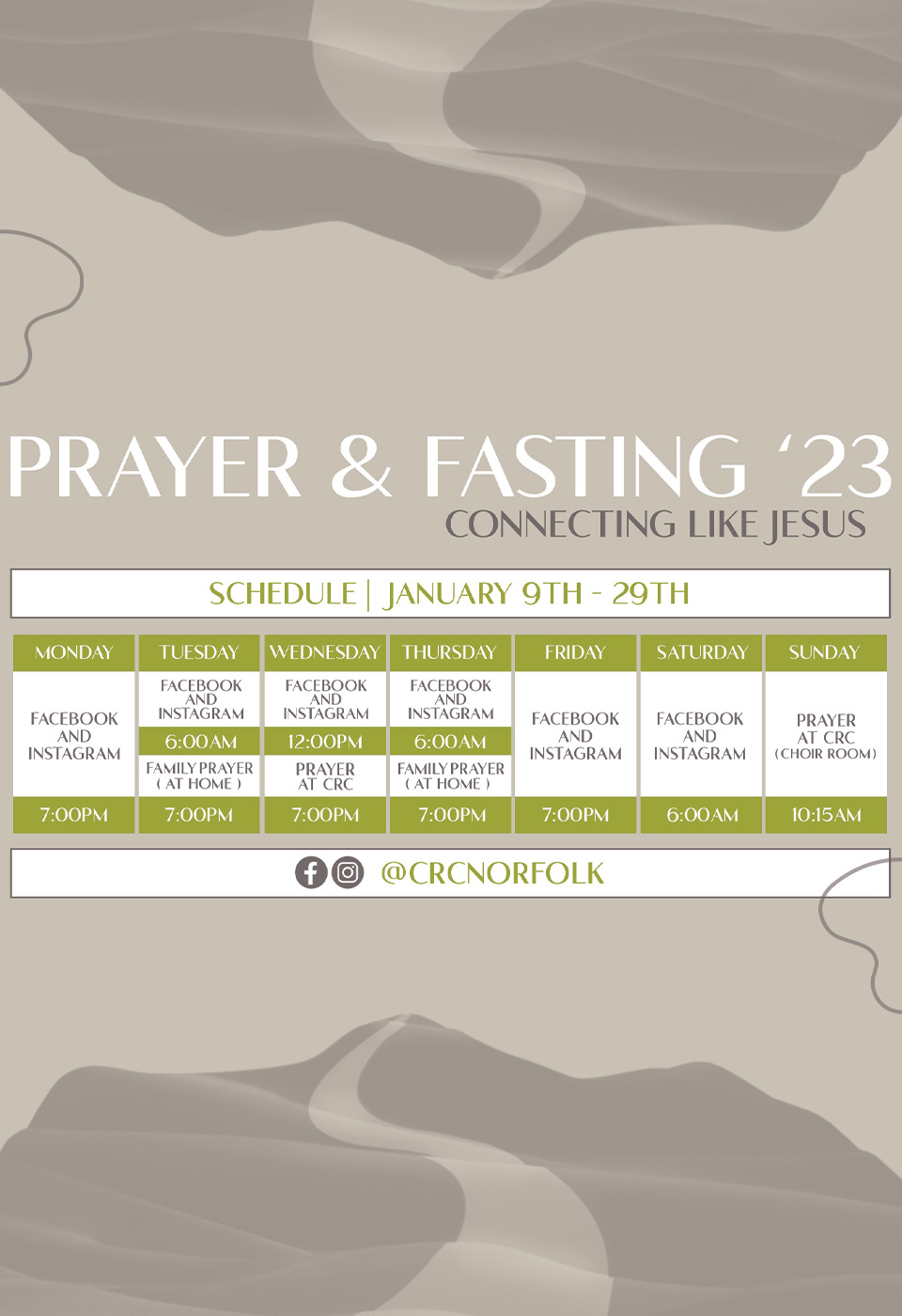 Prayer & Fasting Schedule